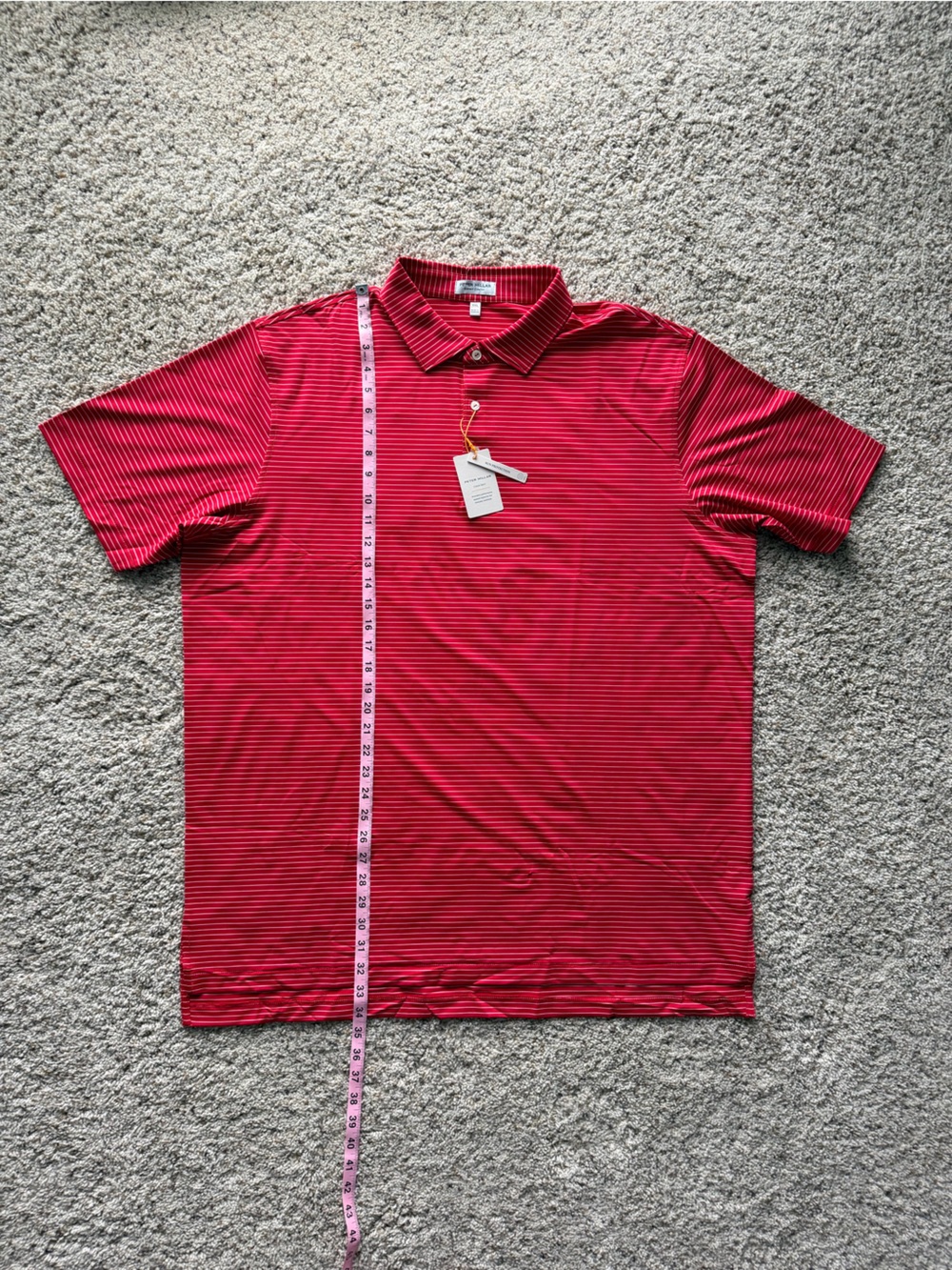 Peter Millar Red and white Striped Men’s Polo - Picture 7 of 7